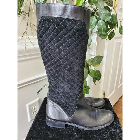Diego di Lucca Women's Black Leather Upper Round Toe Knee High Boots Size 8 M - Picture 1 of 12